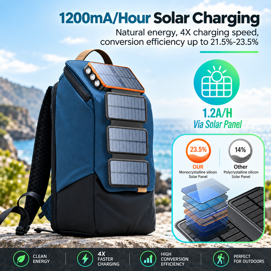 Solar Wireless Power Bank with LED Light