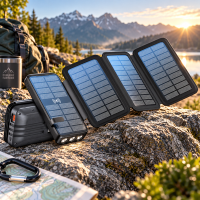 Solar Wireless Power Bank with LED Light
