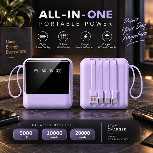Power Bank with Built-In Cables