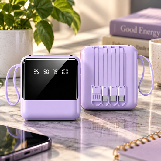 Power Bank with Built-In Cables