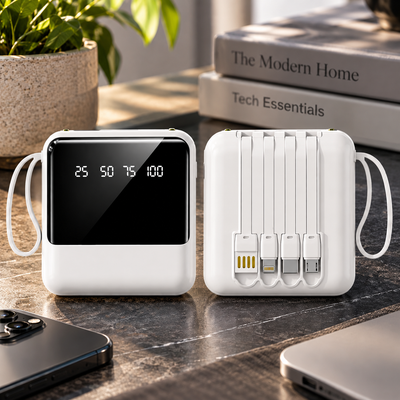 Power Bank with Built-In Cables
