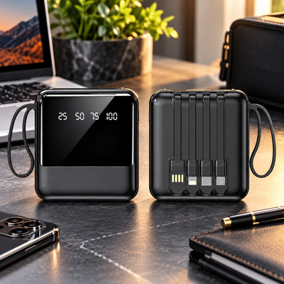 Power Bank with Built-In Cables