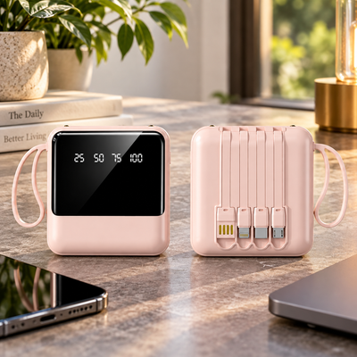 Power Bank with Built-In Cables