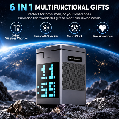 3-in-1 Wireless Charger Speaker Clock