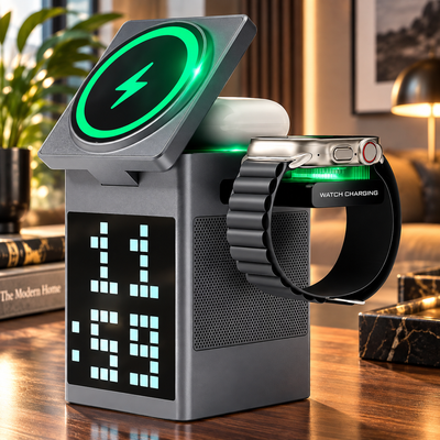 3-in-1 Wireless Charger Speaker Clock