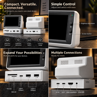 3.5 Inch Mini PC Monitor with USB-C Hub
