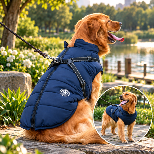 Waterproof Dog Winter Coat with Harness