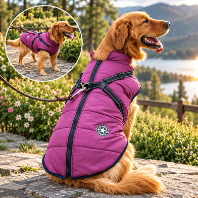 Waterproof Dog Winter Coat with Harness