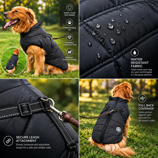 Waterproof Dog Winter Coat with Harness
