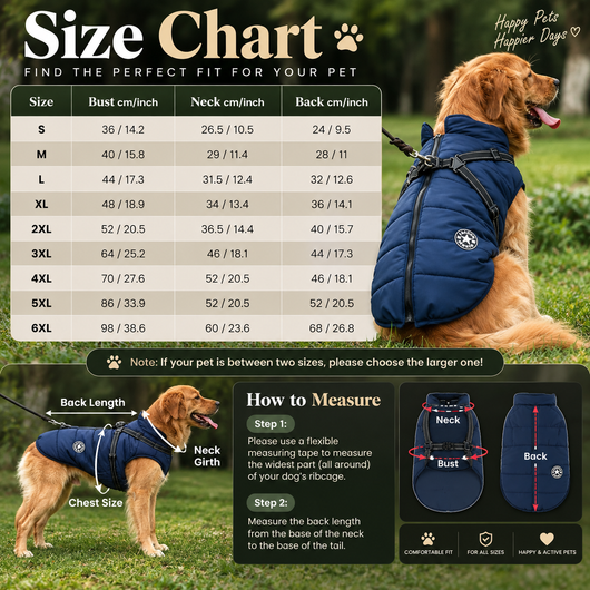 Waterproof Dog Winter Coat with Harness