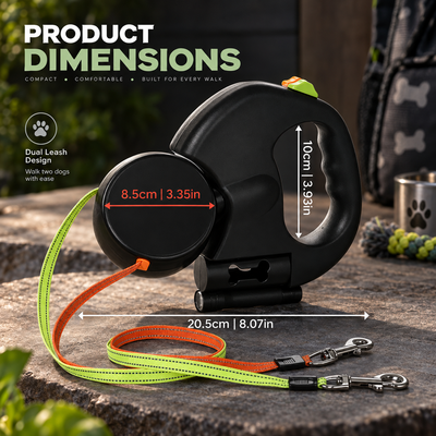Retractable Dual Dog Leash with LED Light