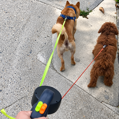 Retractable Dual Dog Leash with LED Light
