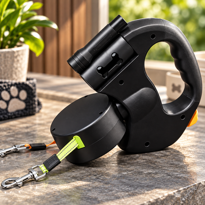 Retractable Dual Dog Leash with LED Light