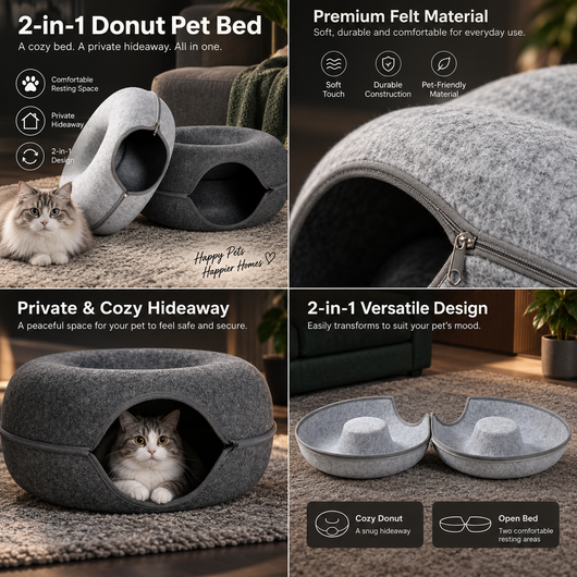 Felt Donut Cat Cave Bed