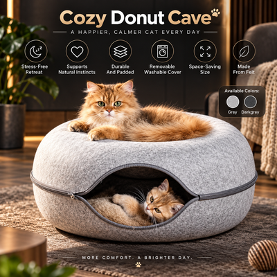 Felt Donut Cat Cave Bed