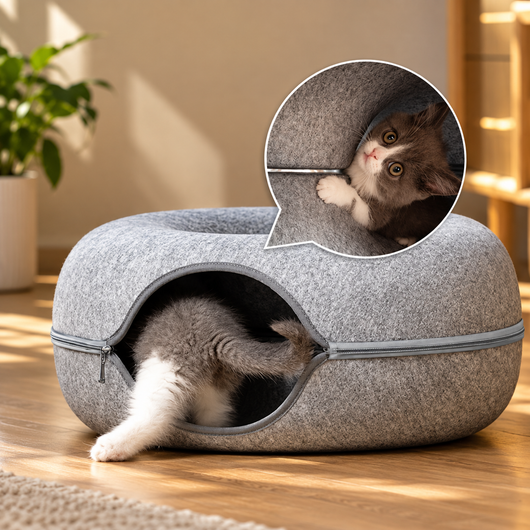 Felt Donut Cat Cave Bed