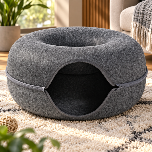 Felt Donut Cat Cave Bed