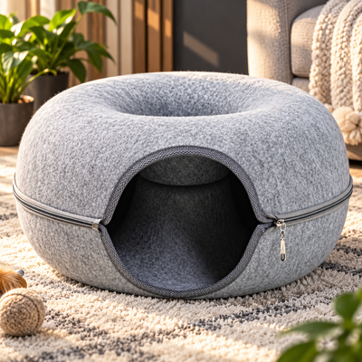 Felt Donut Cat Cave Bed