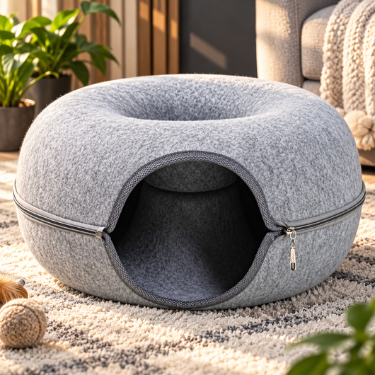Felt Donut Cat Cave Bed
