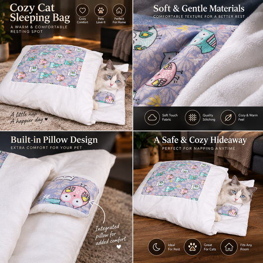Cat Sleeping Bag with Pillow