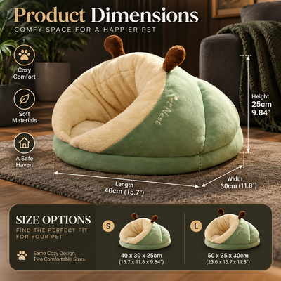 Plush Hooded Cat Cave Bed