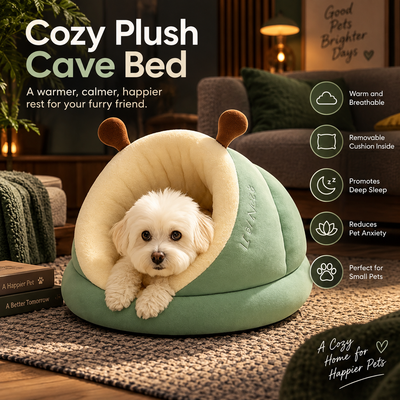 Plush Hooded Cat Cave Bed