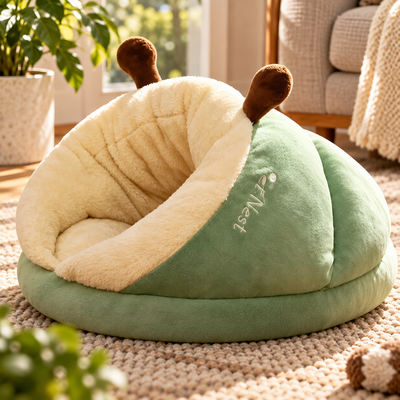 Plush Hooded Cat Cave Bed