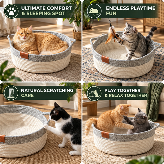 Woven Cotton Rope Cat Bed
