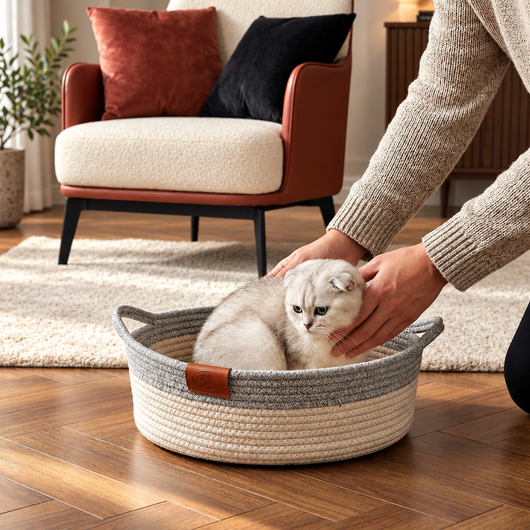 Woven Cotton Rope Cat Bed