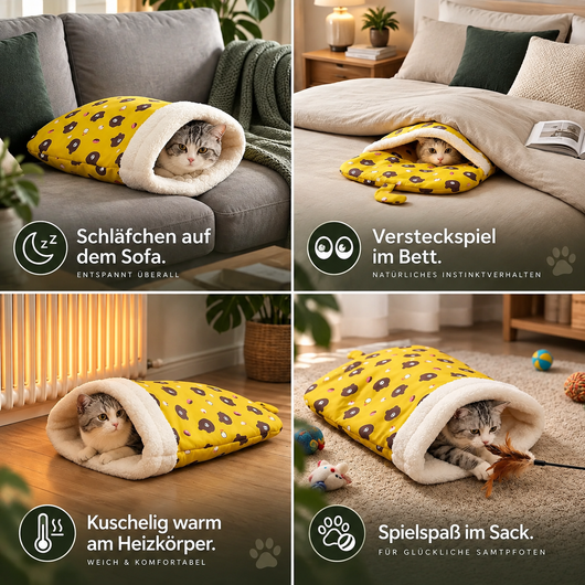 Plush Cat Snuggle Sack Bed