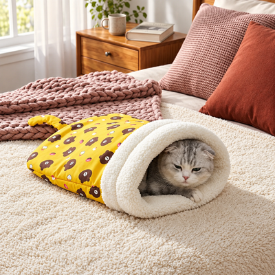 Plush Cat Snuggle Sack Bed