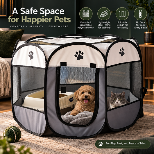 Foldable Mesh Cat Playpen