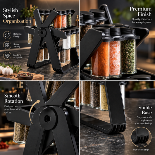 Rotating Spice Rack with 18 Jars