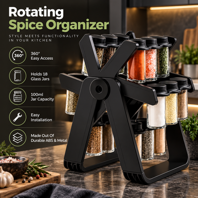 Rotating Spice Rack with 18 Jars
