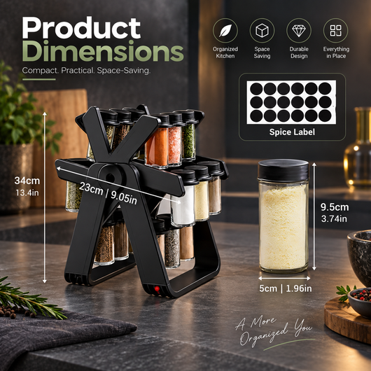 Rotating Spice Rack with 18 Jars