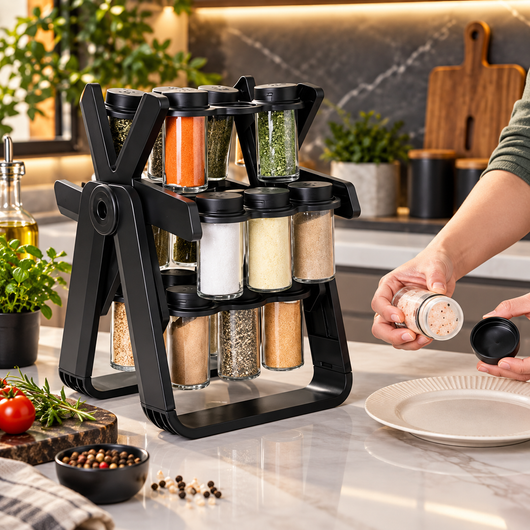 Rotating Spice Rack with 18 Jars