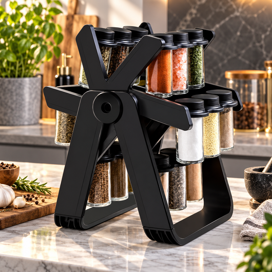 Rotating Spice Rack with 18 Jars