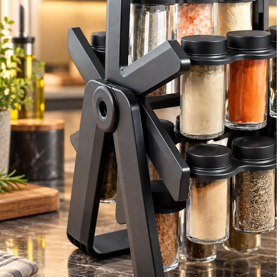 Rotating Spice Rack with 18 Jars