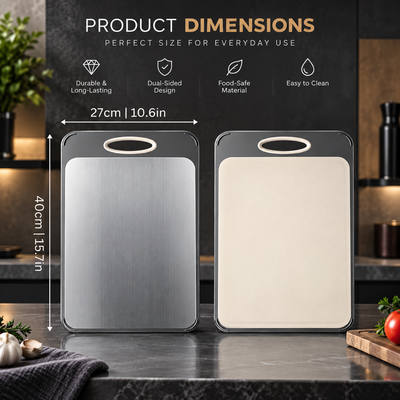 Dual-Sided Cutting Board with Garlic Grinder