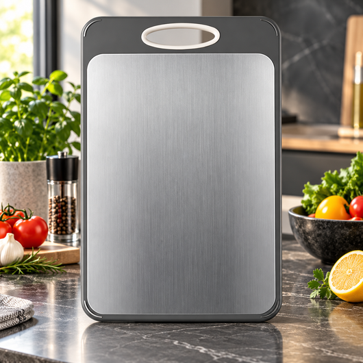 Dual-Sided Cutting Board with Garlic Grinder
