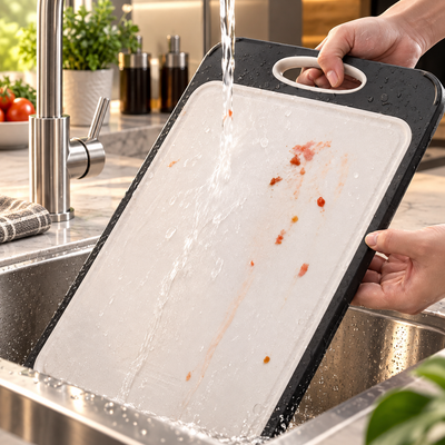 Dual-Sided Cutting Board with Garlic Grinder