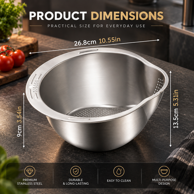 Stainless Steel Rice Washing Bowl