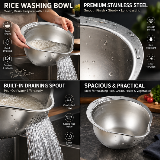 Stainless Steel Rice Washing Bowl