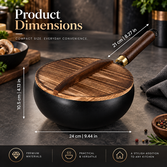 Iron Wok with Wooden Handle