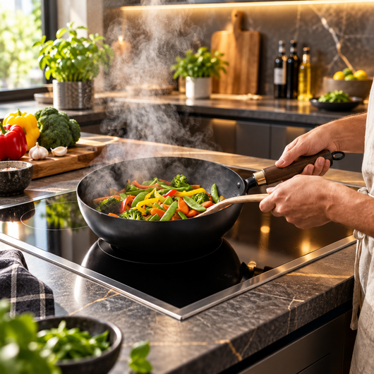 Iron Wok with Wooden Handle