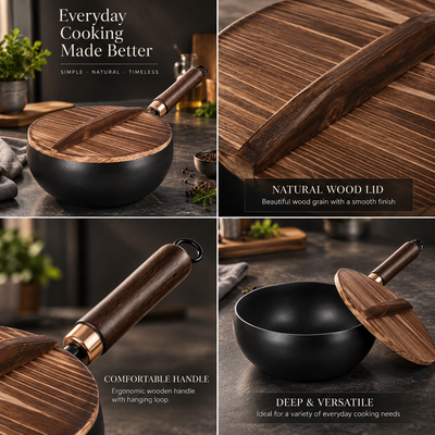 Iron Wok with Wooden Handle