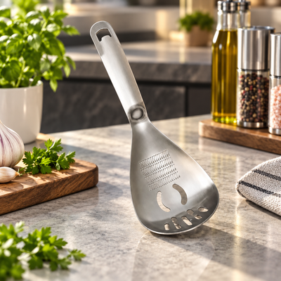 Stainless Steel Masher and Strainer Spoon
