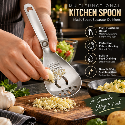 Stainless Steel Masher and Strainer Spoon