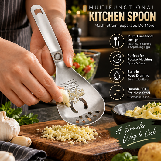 Stainless Steel Masher and Strainer Spoon