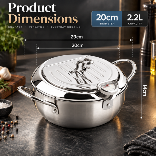 Stainless Steel Fry Pot with Thermometer